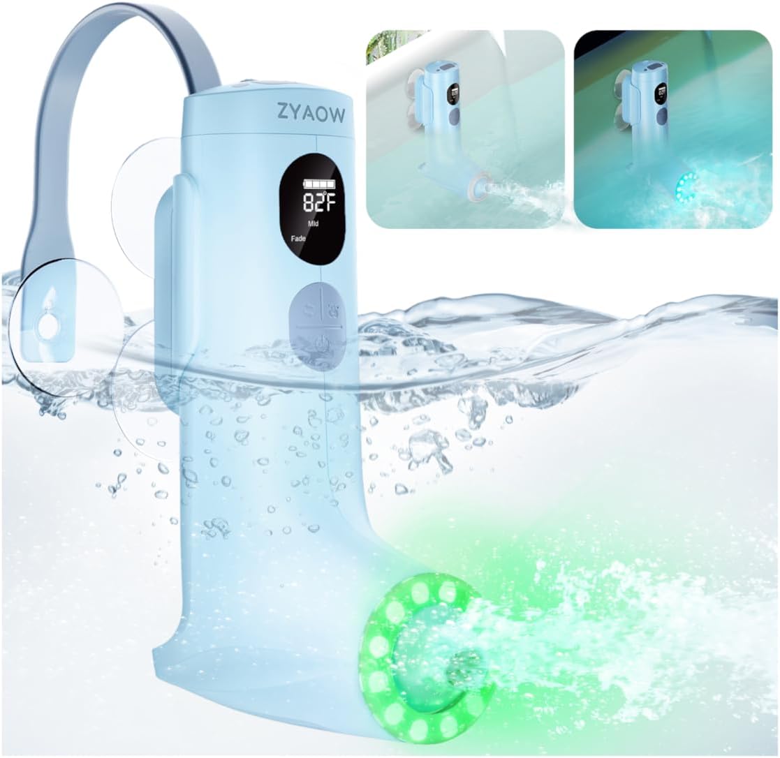 ⭐ Luxus Whirlpools – Bade Spa Massagegerät, ZYAOW Bade Massagegerät Whirlpool Badewanne Blasen-/Jet-Modus, 7 Farben RGB-Atemlicht, Digitales Display, IP67 Wasserdichtes Gerät, Weihnachtsgeschenke für Freunde (Blau)