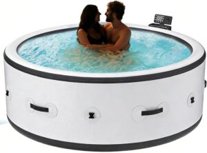 ⭐ Luxus Whirlpools  – 2500W aufblasbarer Badewannen,Spa Pool Massage-Hottub für 4-6 Personen,Whirlpool im Freien mit Sprudelfunktion,150 Massagedüsen &LED-Lichtern,für Terrasse,Garten und Außenbereich(206 x 206 x 71cm)