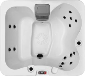 ⭐ Luxus Whirlpools – CANADIAN SPA CO. UV-Außenwhirlpool Manitoba für 4 Personen, 170 x 152 x 73 cm, quadratisch, mit Abdeckung, LED-Beleuchtung, Heizung und 14 Hydrotherapiedüsen, ganzjährige Nutzung