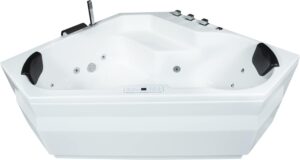 ⭐ Luxus Whirlpools – Classic Indoor Corner Whirlpool Bath Capri with 24 Massage Jets, Waterfall, LED Ambience, Touch Panel, Bluetooth and Radio