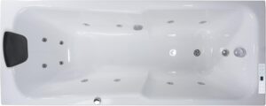 👨‍👩‍👧‍👦 Whirlpools für Familien & Gruppen – Klassische Indoor-Whirlpool-Badewanne Bali mit 12 Massagedüsen, LED-Ambiente, Touchpanel, Bluetooth und Radio (170 x 75 x 55 cm)