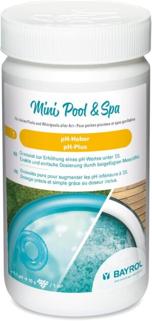🧼 Zubehör & Pflege – BAYROL Mini Pool&Spa pH Lifter 1 kg - pH Plus Granules for Paddling Pool, Whirlpool, Above Ground Pool. Includes Measuring Spoon, White