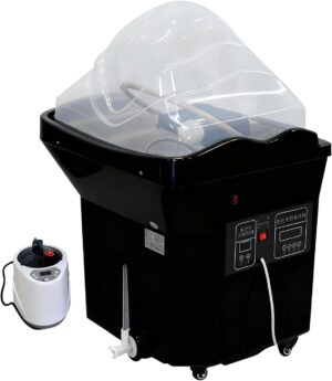 ⭐ Luxus Whirlpools – Head-Spa Device with Waterfall & Hydro-Jet Massage - Professional Head Massage Tub with 7 Colours Chrome Therapy, Ideal for Salons, Spas and Home (Black + Smoke)