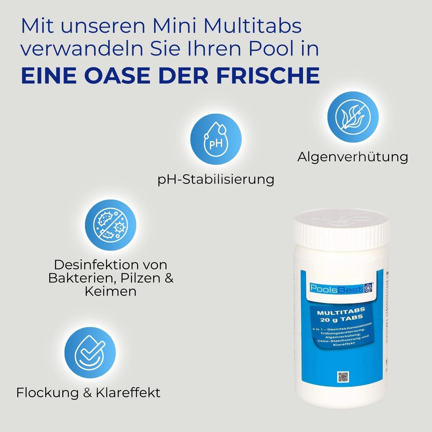 🧼 Zubehör & Pflege – POOLSBEST 1 kg Mini - Multitabs 5-in-1 20 g Tablets - Mini Chlorine Tablets for Pools – Bild 5