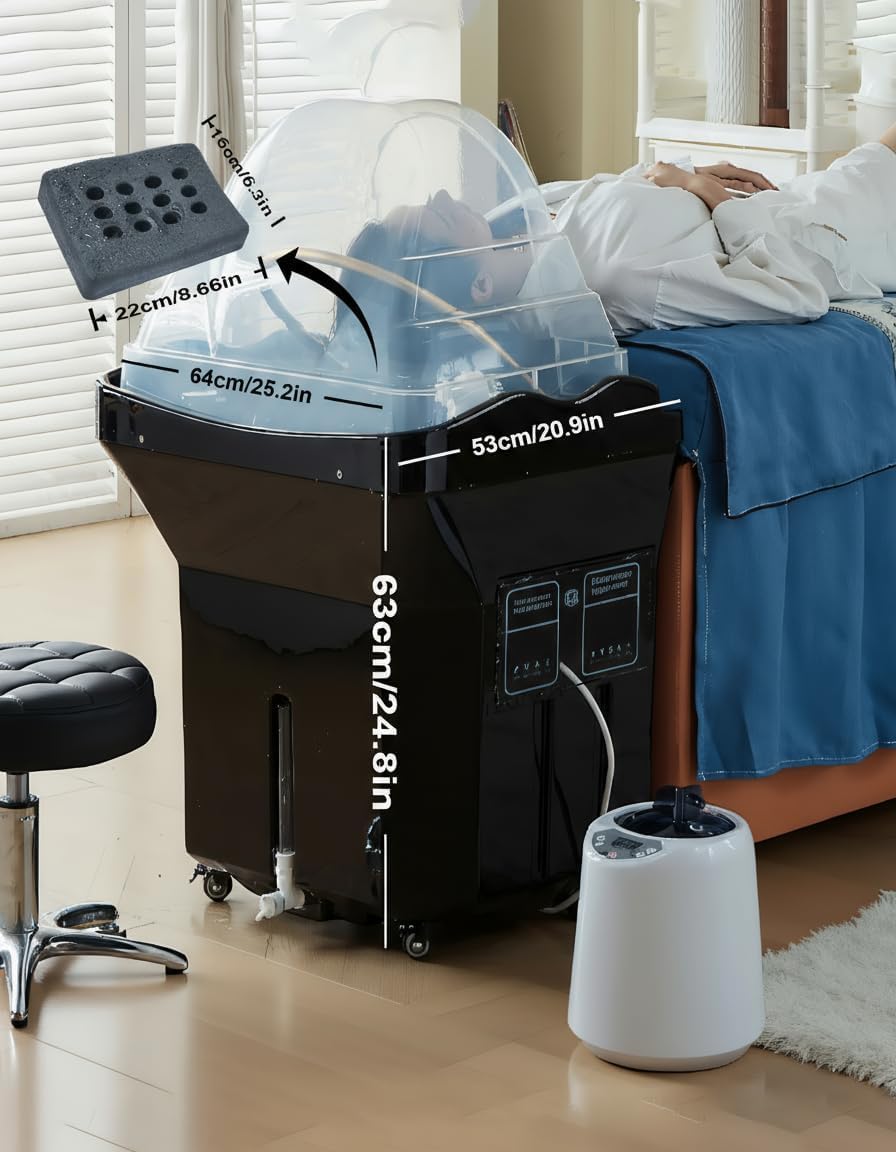 ⭐ Luxus Whirlpools – Head-Spa Device with Waterfall & Hydro-Jet Massage - Professional Head Massage Tub with 7 Colours Chrome Therapy, Ideal for Salons, Spas and Home (Black + Smoke) – Bild 3