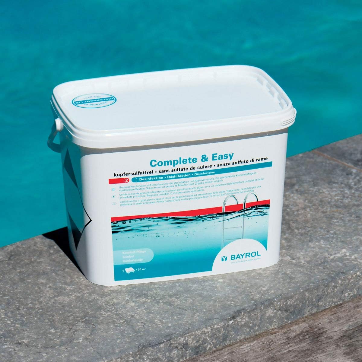 🧼 Zubehör & Pflege – BAYROL Complete & Easy 4.48 kg – Easy Weekly Complete Care for the Pool – Disinfectant, Algae Prevention & Clarifying Effect – 8 Pre-Dosed Double Bags – Hygienically Pure Pool Water – Bild 2