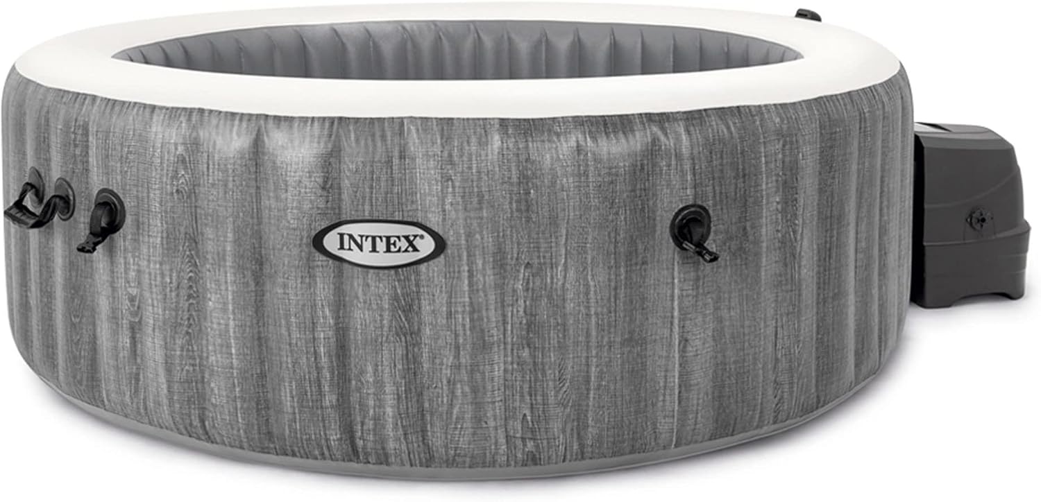 ⭐ Luxus Whirlpools – Intex 77 x 28 Zoll Purespa Grey Wood Deluxe Pool-Set
