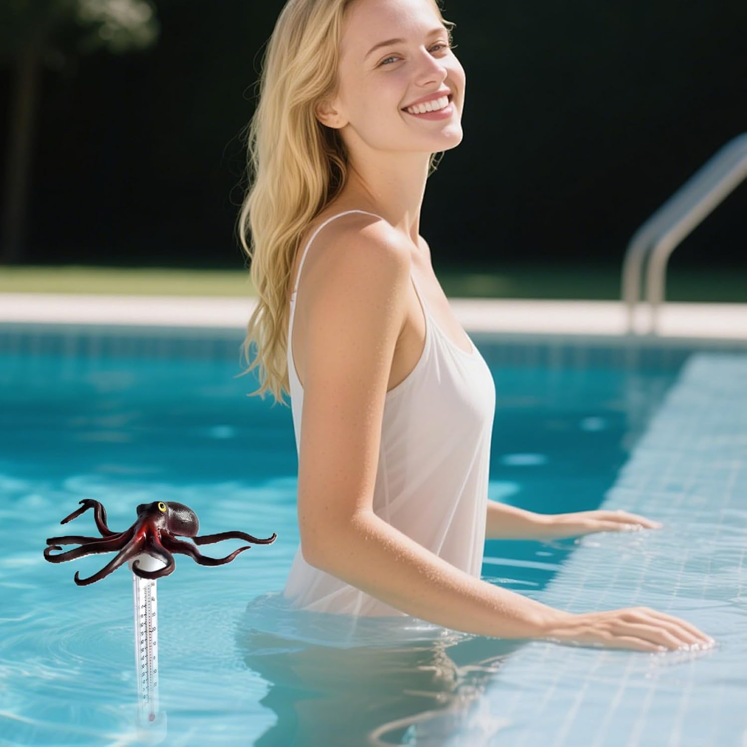 👨👩👧👦 Whirlpools für Familien & Gruppen – Thermometer | Thermometer mit Tieren, Whirlpools, großes Thermometer für Poolzubehör, Zuhause, drinnen und draußen, Spa, Thermalbad, Familie, Seebadewanne – Bild 3