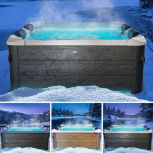 ⭐ Luxus Whirlpools  – BRAST Whirlpool MSpa-Rahmen – Oslo-Saphir und Bernstein mit fester Außenwand | 160 x 160 x 65 cm – 180 x 180 x 65 cm | 5 Modelle | LED-Beleuchtung | 6 Personen | Ganzjährig einsetzbar, winterfest | Oslo Plus