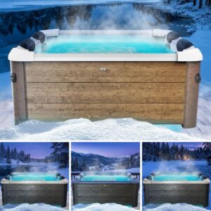 ⭐ Luxus Whirlpools  – BRAST Whirlpool MSpa Frame - Oslo Sapphire & Amber with Fixed Outer Wall | 160 x 160 x 65 cm - 180 x 180 x 65 cm | 5 Models | LED Lighting | 6 People | Year-Round Use Winterproof | Amber