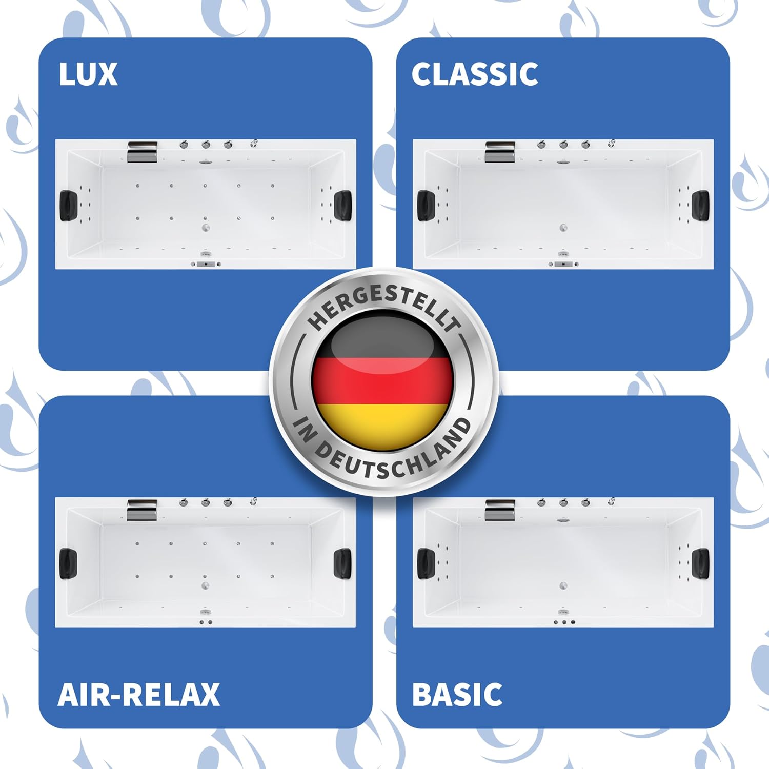 ⭐ Luxus Whirlpools – AQUADE Acryl-Whirlpool-Badewanne Wolfsburg 200 x 90 cm Komplettset – Wählen Sie Ihr perfektes Bad/Whirlpool: Basic, Classic, Air Relax, Lux – Bild 3