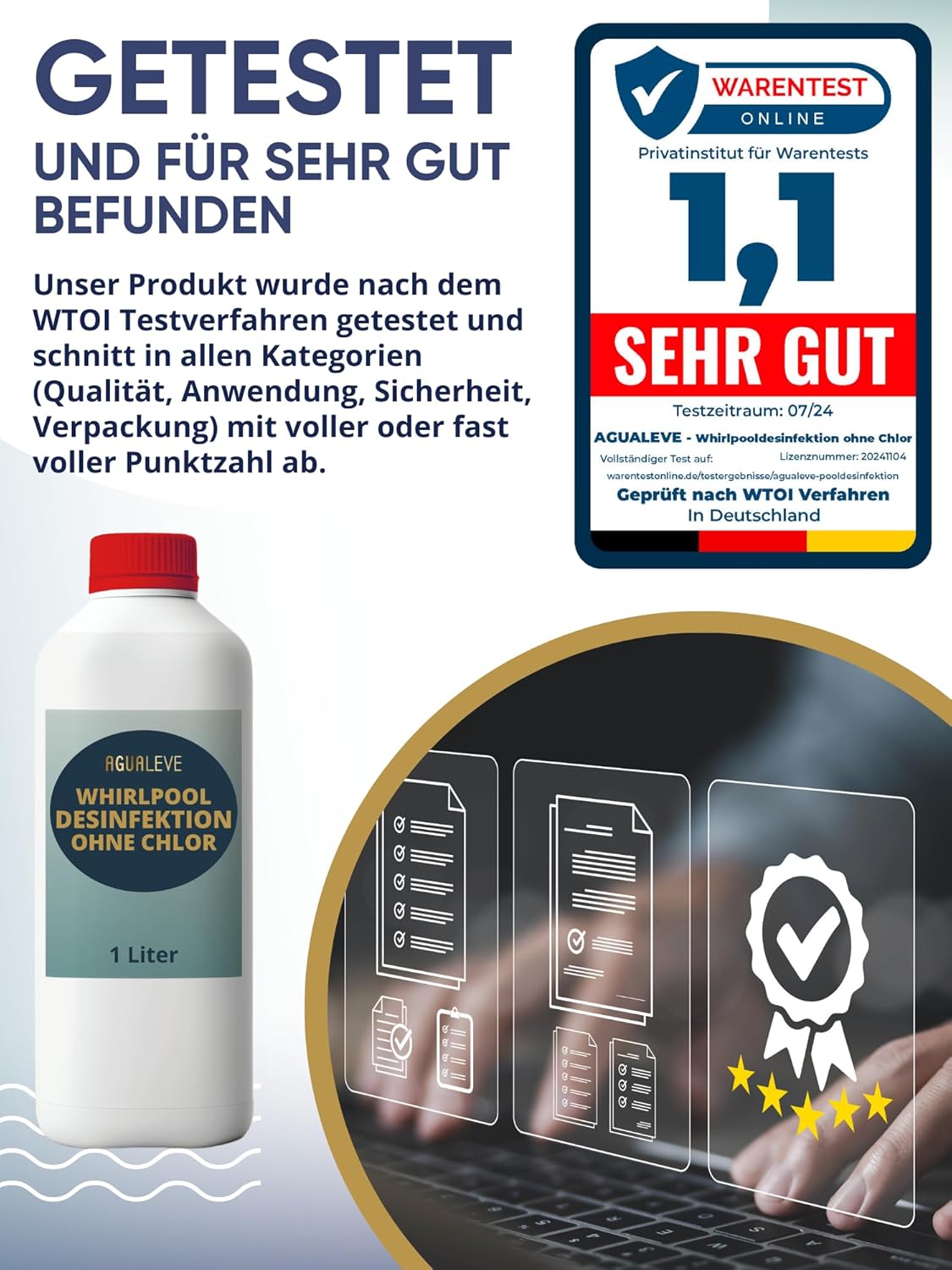 🧼 Zubehör & Pflege – AGUALEVE® Whirlpool Disinfectant without Chlorine 1 Litre Chlorine-Free Water Disinfection with Anti-Algae and Crystal Clear Effect Specially Developed for Hot Tubs Brand Quality Made in Germany – Bild 7