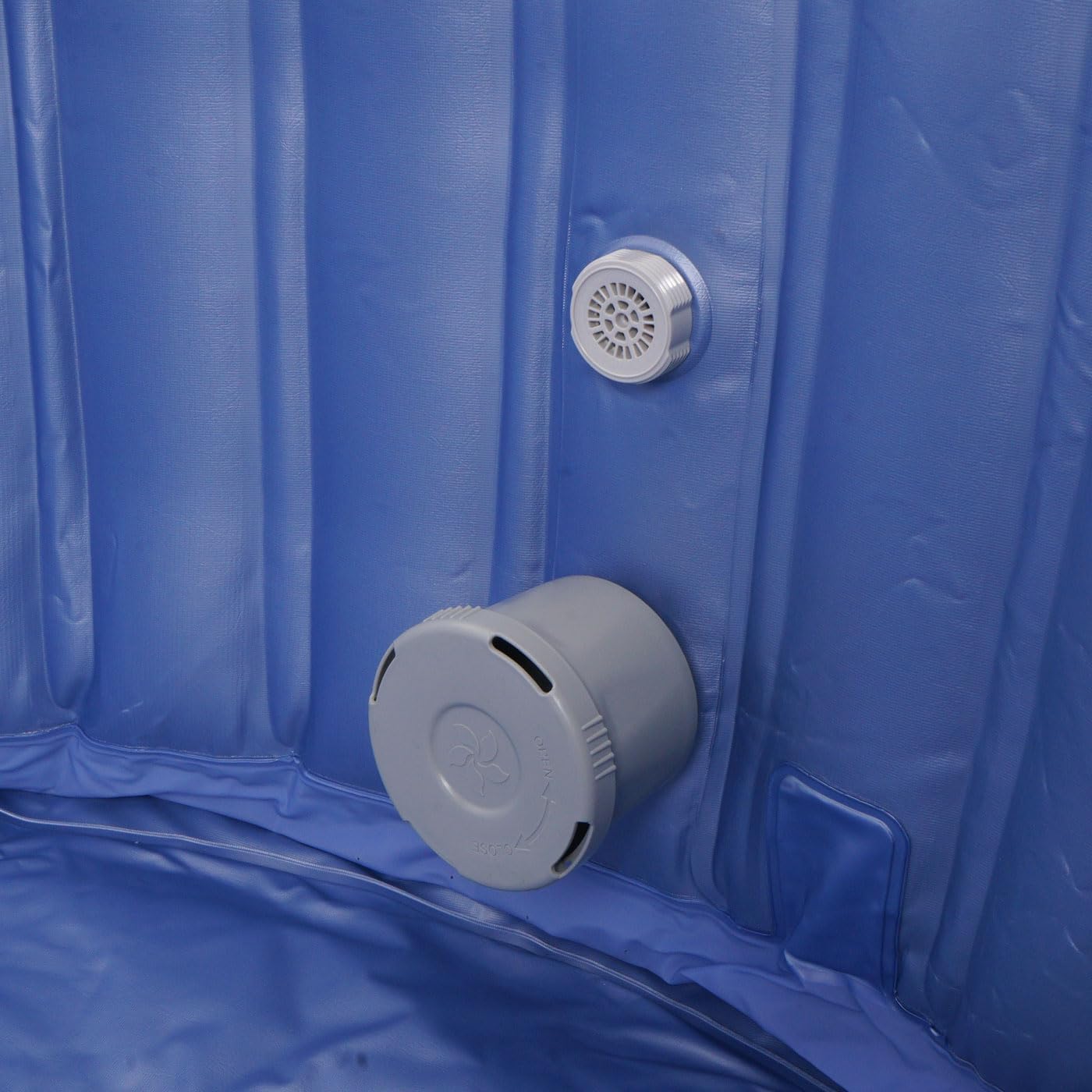 👨👩👧👦 Whirlpools für Familien & Gruppen – Mendler Whirlpool HWC-N97 Ersatzpool für 5 Personen, Innen-/Außenaufblasbar, PVC-laminiert, quadratisch 180 cm, Grau/Blau – Bild 4