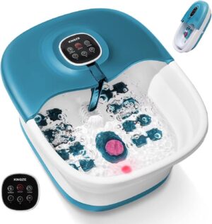 ⭐ Luxus Whirlpools – Fußsprudelbad mit Massage- und Heizfunktion, klappbares Fußmassagegerät, Fernbedienung, Wärmefunktion, Fußreflexzonenmassage, Timer, Fußbad mit 16 Shiatsu-Rollen (blau)