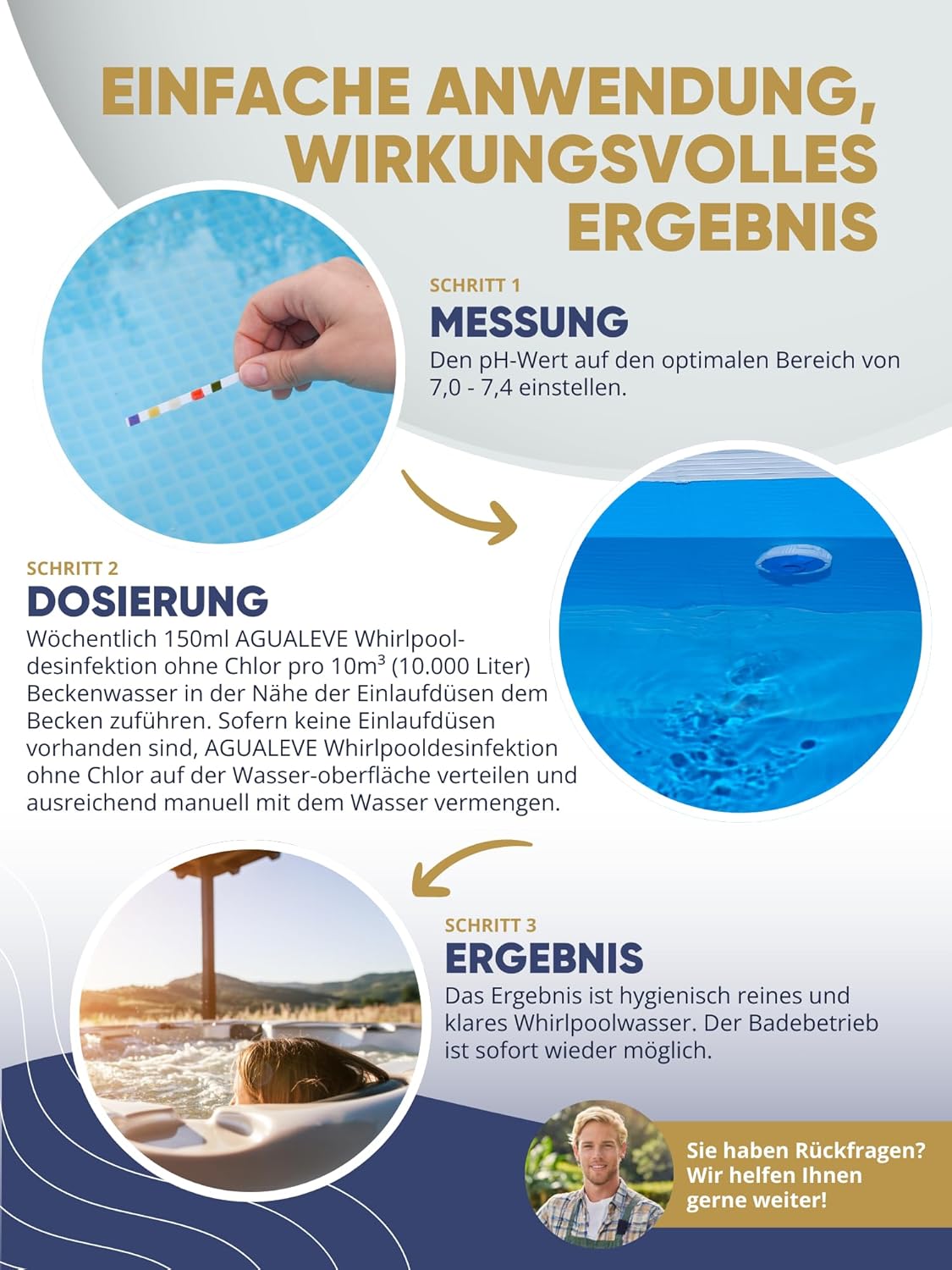 🧼 Zubehör & Pflege – AGUALEVE® Whirlpool Disinfectant without Chlorine 1 Litre Chlorine-Free Water Disinfection with Anti-Algae and Crystal Clear Effect Specially Developed for Hot Tubs Brand Quality Made in Germany – Bild 5