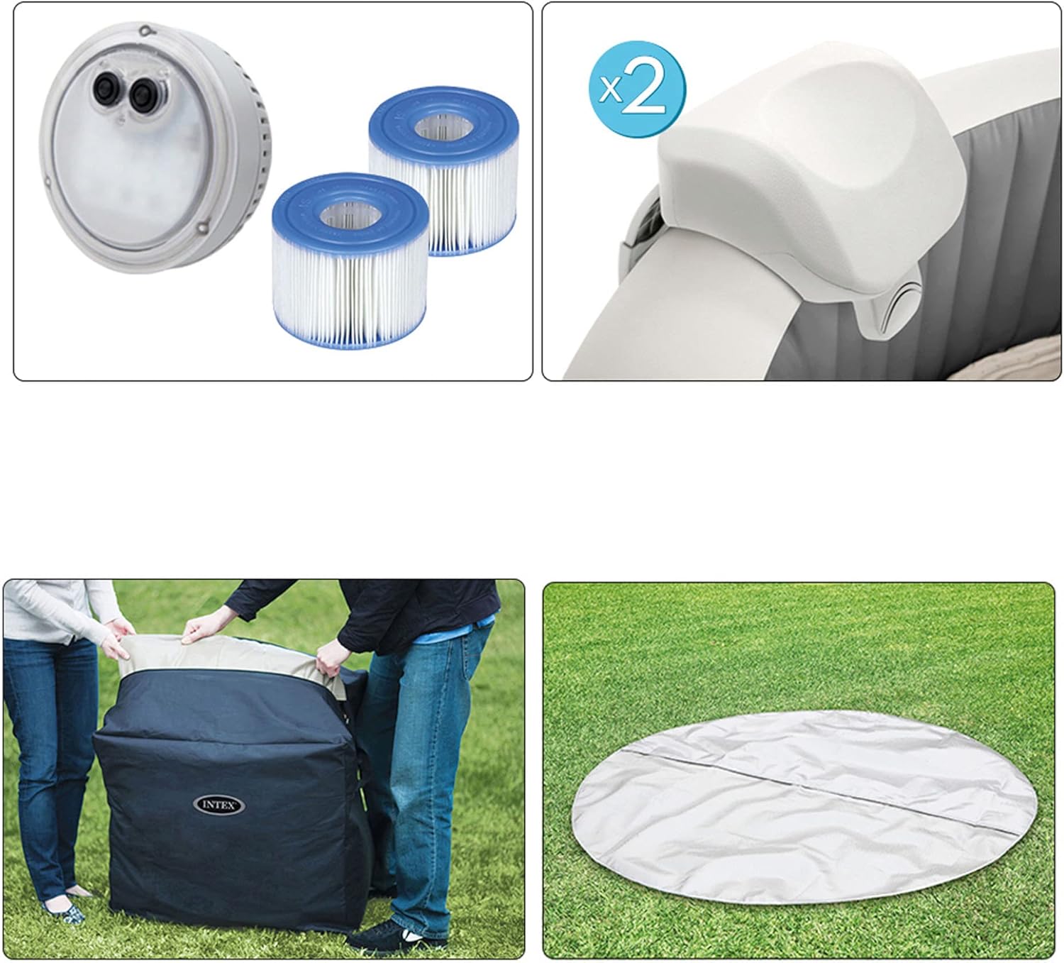 ⭐ Luxus Whirlpools – Intex 77 x 28 Zoll Purespa Grey Wood Deluxe Pool-Set – Bild 7