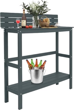 🧊 Whirlpools für Balkon & Terrasse – Outdoor-Bartisch wetterfest mit klappbarer Abdeckung & Ablage 120 cm schmales Sideboard für Eingangsbereich, Garten, Pool, Terrasse, Whirlpool & Balkon, HIPS als Bartisch, Ablagetisch oder Pflanzentisch