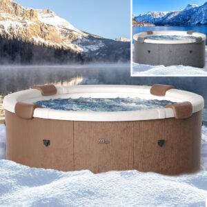 ⭐ Luxus Whirlpools  – BRAST Whirlpool MSpa Denver & Rova with Fixed Outer Wall | Diameter 182 x 70 cm | LED Lighting with 20 Colours for 6 People | 130 Massage Jets | All Year Round Use Winterproof | Indoor & Outdoor |