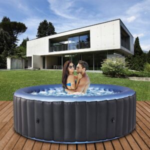 🧊 Whirlpools für Balkon & Terrasse – Miweba Aufblasbarer Whirlpool MSpa 2021, Comfort Bergen C-BE061, für 6 Personen, 138 Luftdüsen, 204,0 x 204,0 x 70,0 cm (Anthrazit/Blau)
