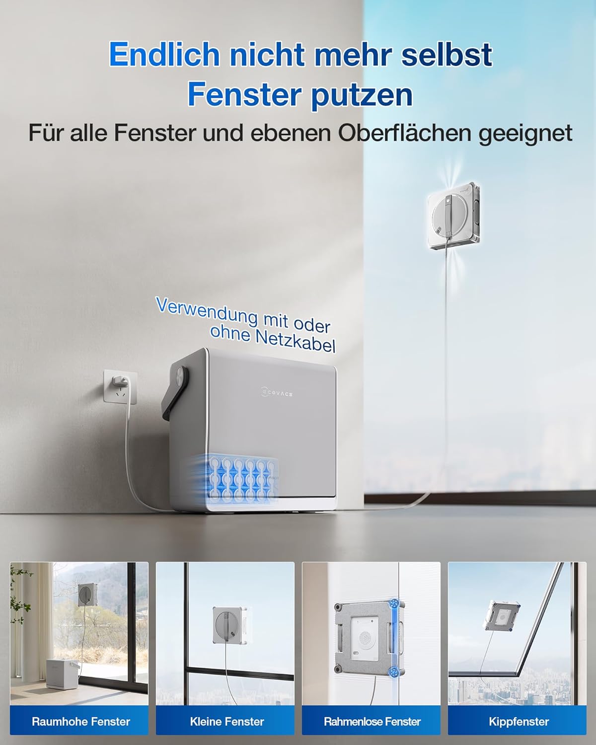 🧼 Zubehör & Pflege – ECOVACS Winbot W2S Omni Window Cleaning Robot with Multifunctional Station, Intelligent Up to the Edge Cleaning with TruEdge, Charging During Operation, Three Water Nozzles, 12-Level Protection – Bild 7