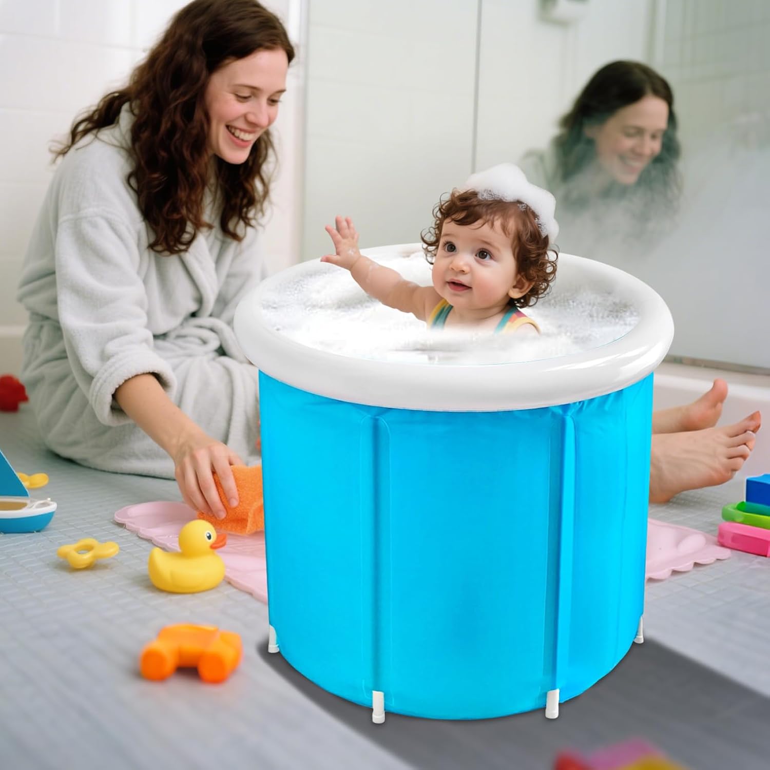 👨👩👧👦 Whirlpools für Familien & Gruppen – Tragbare Badewanne, separate Spa-Badewanne mit Heizung, große Badewanne, wasserdichte Badewanne, für Reisen, Camping, Garten, Hof, Zuhause, Strand, Familie – Bild 3