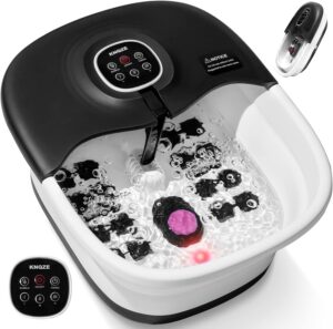 ⭐ Luxus Whirlpools – Fußsprudelbad mit Massage- und Heizfunktion, klappbares Fußmassagegerät, Fernbedienung, Wärmefunktion, Fußreflexzonenmassage, Timer, Fußbad mit 16 Shiatsu-Rollen (schwarz)