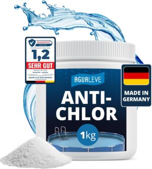 🧼 Zubehör & Pflege – AGUALEVE Antichlorine, 1 kg, reduces or eliminates chlorine precisely and quickly, for pools, above-ground pools, hot tubs of all types and sizes, brand quality, made in Germany, tested with grade 1.2