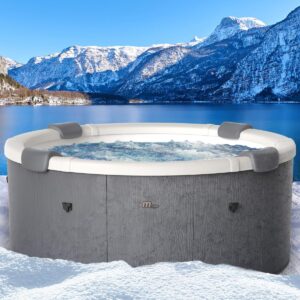 ⭐ Luxus Whirlpools  – BRAST Whirlpool MSpa Denver with Fixed Outer Wall, Diameter 182 x 70 cm, LED Lighting with 20 Adjustable Colours for 6 People, 130 Massage Jets, Year-Round Use Winterproof, Indoor and Outdoor Pool