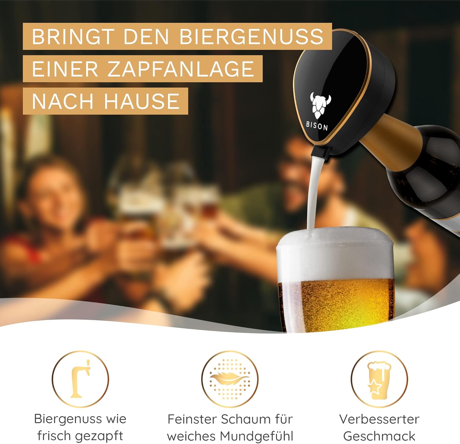 🎯 Whirlpool Gadgets – BISON Beer Sonicator | Ultrasonic Bottle Attachment for Beer Like Freshly Tapped | Gifts for Men – Bild 3