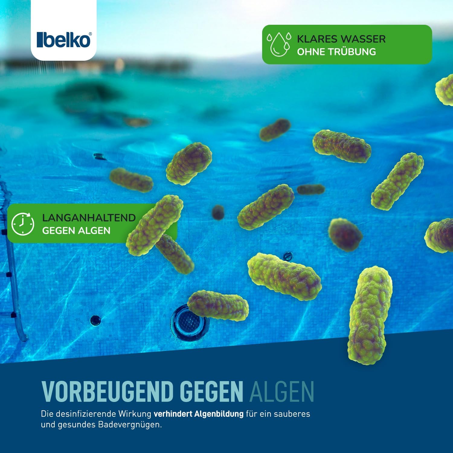 🧼 Zubehör & Pflege – Belko Chlorine Granules for Pool 5 kg, Quick Dissolving for Quick Raising of Chlorine Content, Safe and Quick Disinfection - for Pools, Above Ground Pools, Hot Tubs, Paddling Pools – Bild 4