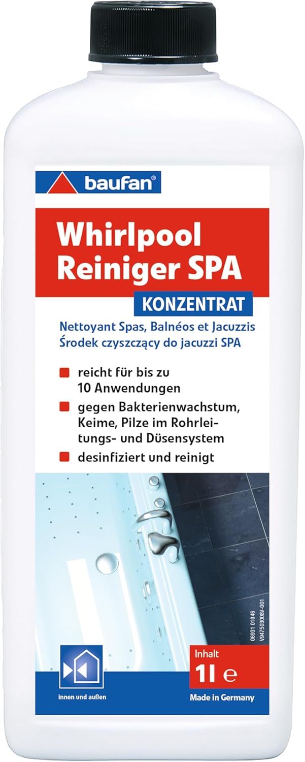 🧼 Zubehör & Pflege – Baufan Spa Whirlpool Cleaner Concentrate 1 L – Whirlpool Care Against Bacteria, Germs & Fungi, Cleans & Disinfects Water, Pipes & Nozzles