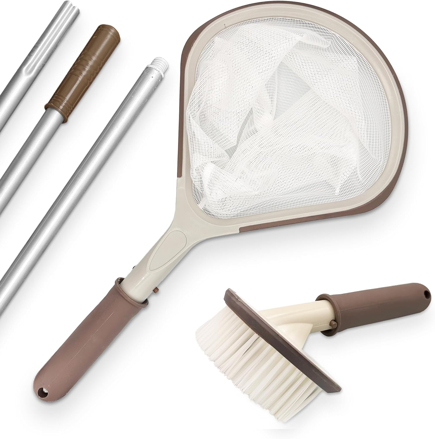 🧼 Zubehör & Pflege – Sunik Spa Pool Cleaning Set - Whirlpool Cleaner Set 3 Pieces - Whirlpool Accessories Maintenance Set with Telescopic Rod, Landing Net Small & Brush - Whirlpool Cleaning Set for Pools & Spa