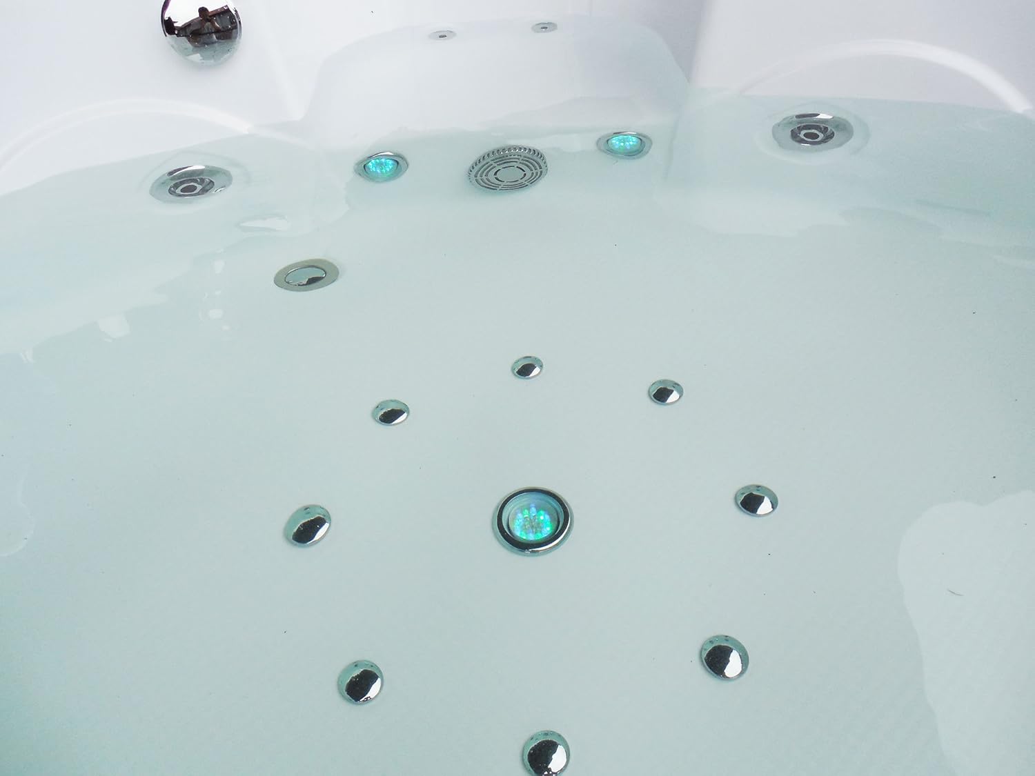 ⭐ Luxus Whirlpools – Athena Whirlpool-Badewanne, rechteckig, 2 Personen, 150 x 150 cm, Doppelpumpe, Volldüsen, Sichtfenster, Farbtherapie – Bild 5