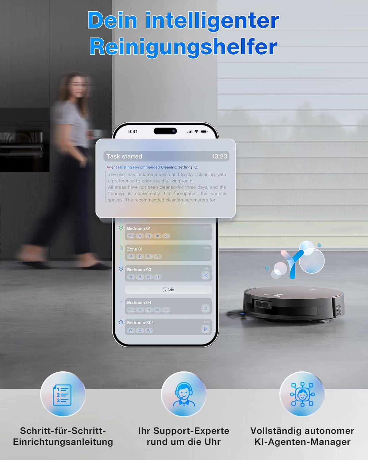 🧼 Zubehör & Pflege – ECOVACS X11 OMNICYCLONE Robot Vacuum Cleaner with Mop Function, Blast + 19,500 Pa, Ultra-Fast Battery Charging, OZMO Scooter 2.0, Climbing Max. 4 cm Height, Extending Mop, PureCyclone 2.0 Auto – Bild 9