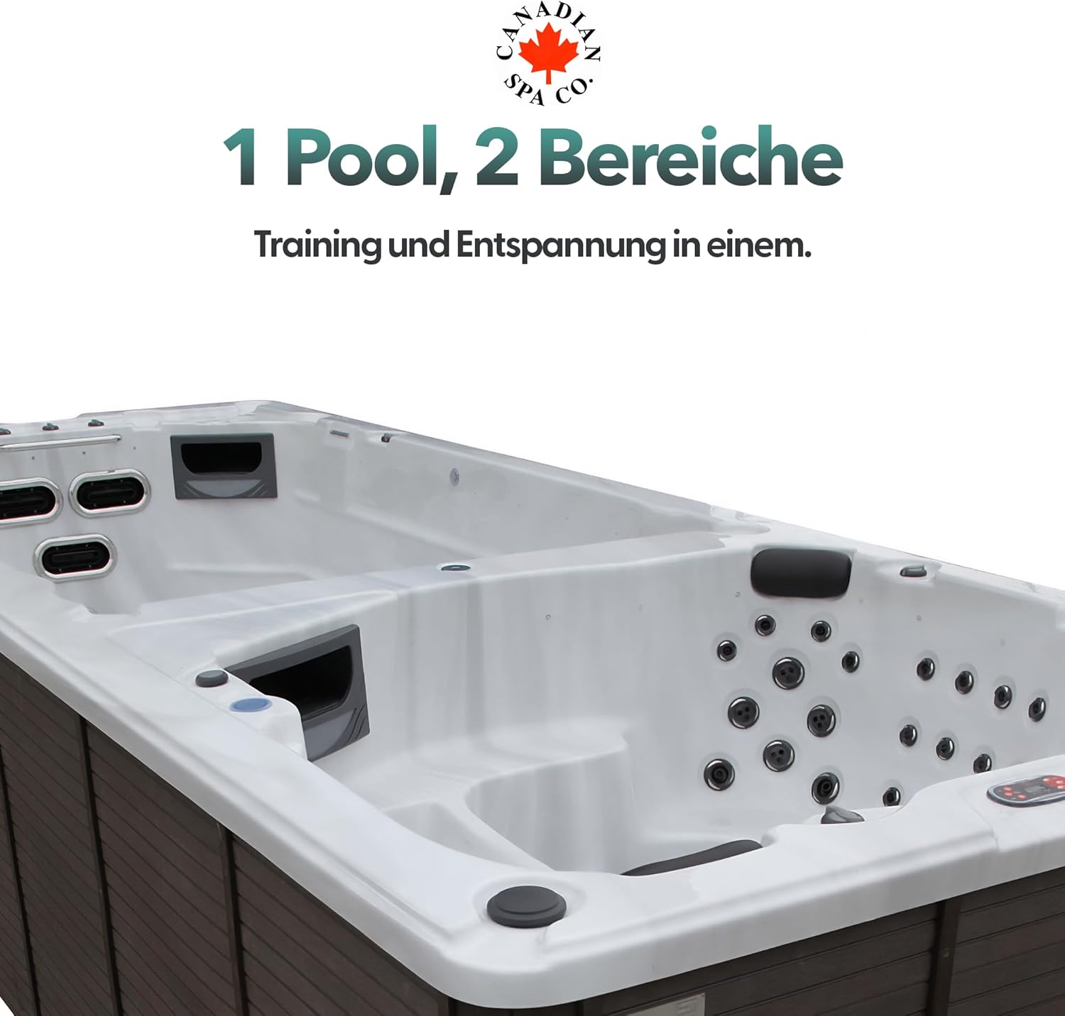 ⭐ Luxus Whirlpools – CANADIAN SPA CO. Winterfestes Schwimm-Spa St. Lawrence im Freien, 6 Meter, 7 Personen, Schwimm-Spa mit LED-Beleuchtung, Lautsprecher, Aromatherapie und isolierter Abdeckung – Bild 4
