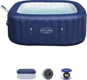 ⭐ Luxus Whirlpools – Bestway Lay-Z-SPA Hawaii AirJet Energiespar-Whirlpool mit App-Steuerung + integrierter UltraFit-Pumpeneinheit, für 6 Personen, 180 x 180 x 71 cm, Kobaltblau