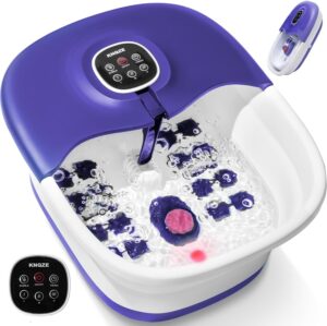 ⭐ Luxus Whirlpools – Fußsprudelbad mit Massage- und Heizfunktion, klappbares Fußmassagegerät, Fernbedienung, Wärmefunktion, Fußreflexzonenmassage, Timer, Fußbad mit 16 Shiatsu-Rollen, lila