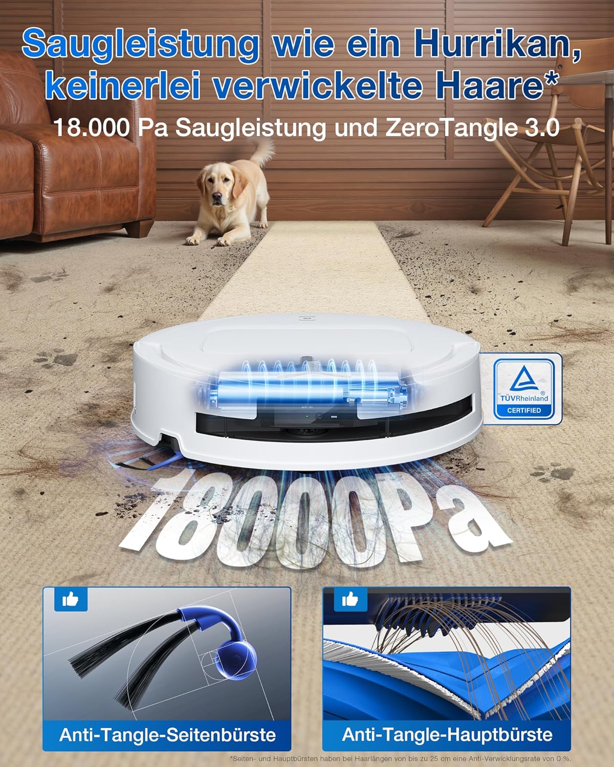 🧼 Zubehör & Pflege – ECOVACS Deebot T80 OMNI Robot Vacuum Cleaner with Mop Function, 18,000 Pa, Ozmo Roller Mop Roller with Continuous Fresh Water Self-Cleaning, ZeroTangle 3.0, Mop Wash with 40-75°C Hot Water, White – Bild 3