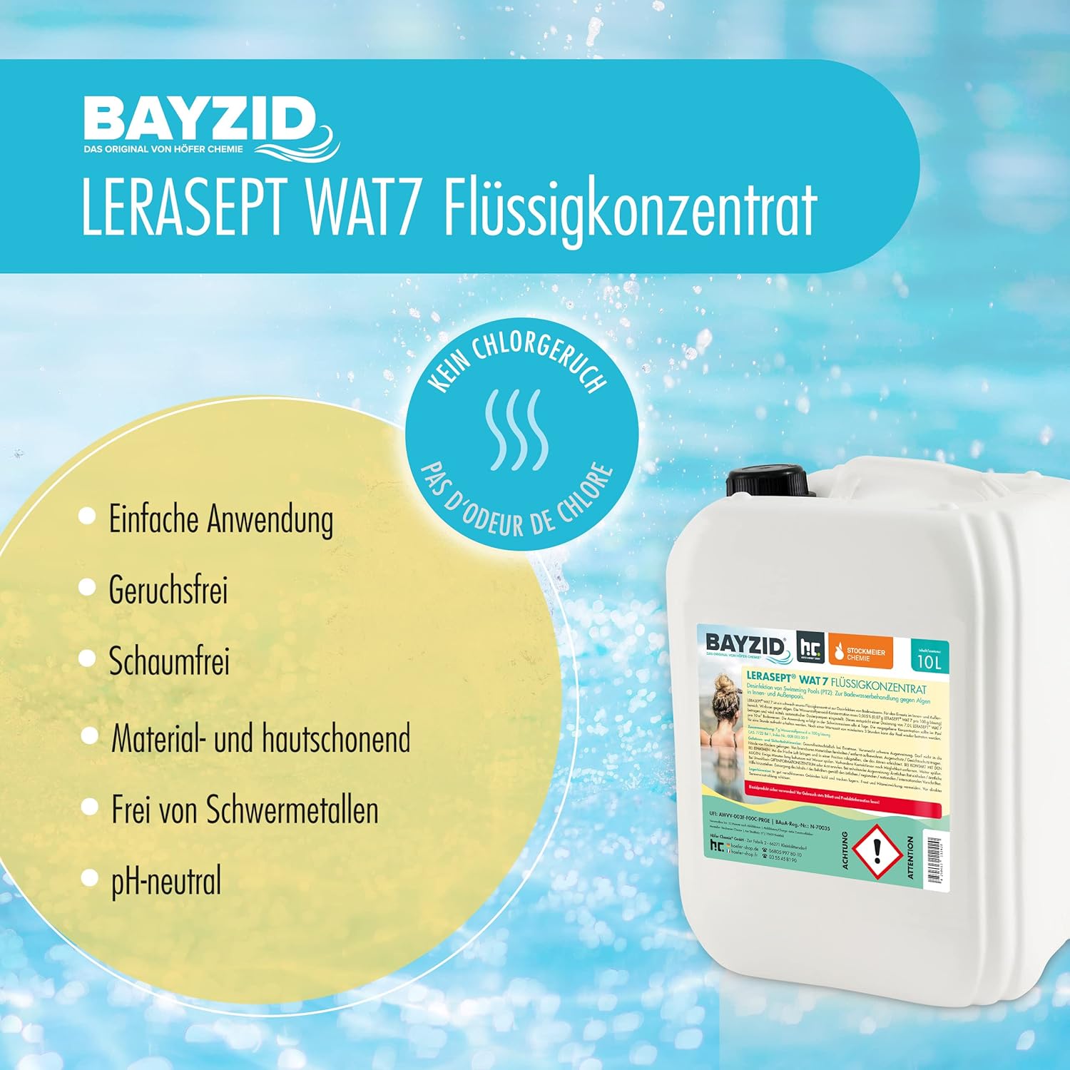 🧼 Zubehör & Pflege – Lerasept WAT 7 Liquid Active Oxygen Pool & Whirlpool for Chlorine-Free Water Disinfection of Swimming Pools 2 x 10 Litres – Bild 2