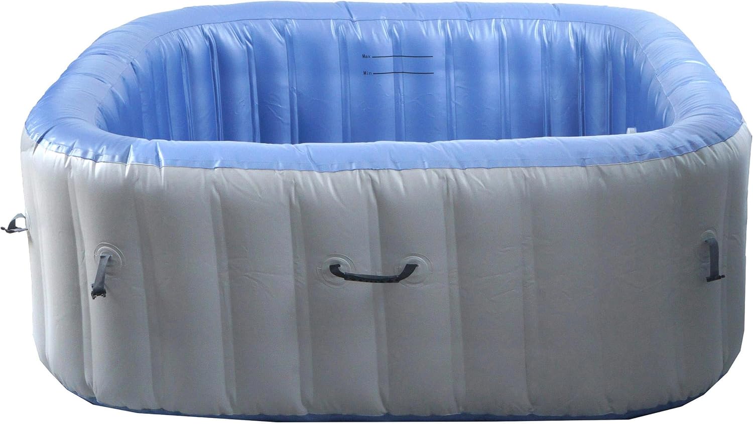 👨👩👧👦 Whirlpools für Familien & Gruppen – Mendler Whirlpool HWC-N97 Ersatzpool für 5 Personen, Innen-/Außenaufblasbar, PVC-laminiert, quadratisch 180 cm, Grau/Blau – Bild 3