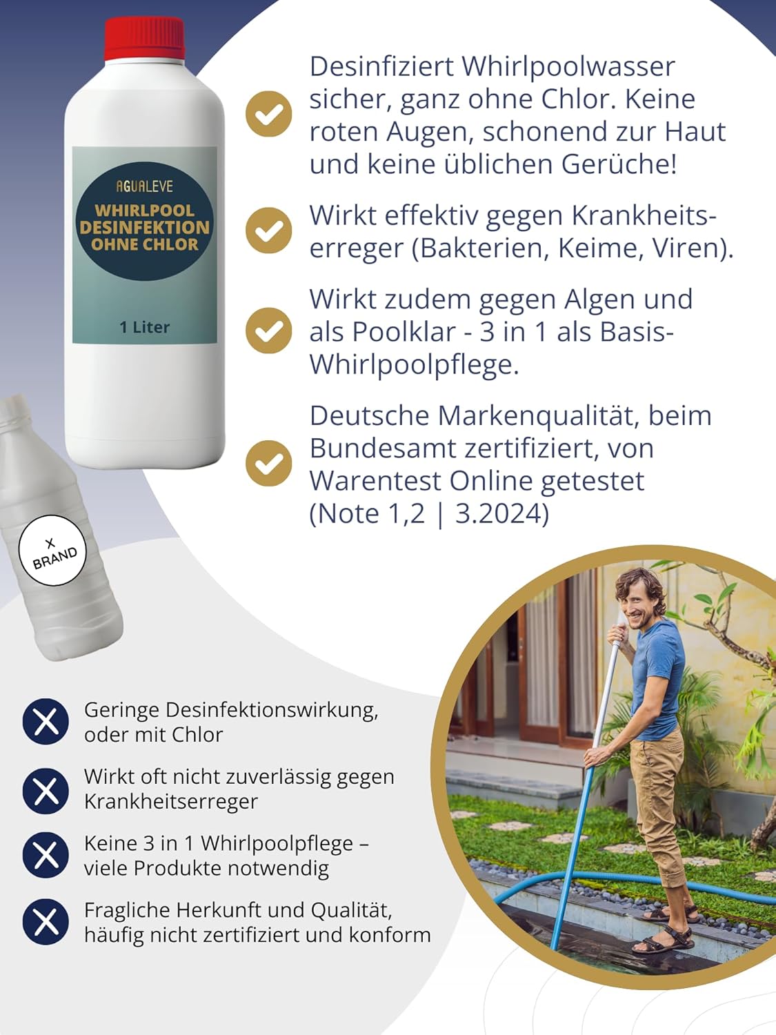 🧼 Zubehör & Pflege – AGUALEVE® Whirlpool Disinfectant without Chlorine 1 Litre Chlorine-Free Water Disinfection with Anti-Algae and Crystal Clear Effect Specially Developed for Hot Tubs Brand Quality Made in Germany – Bild 9