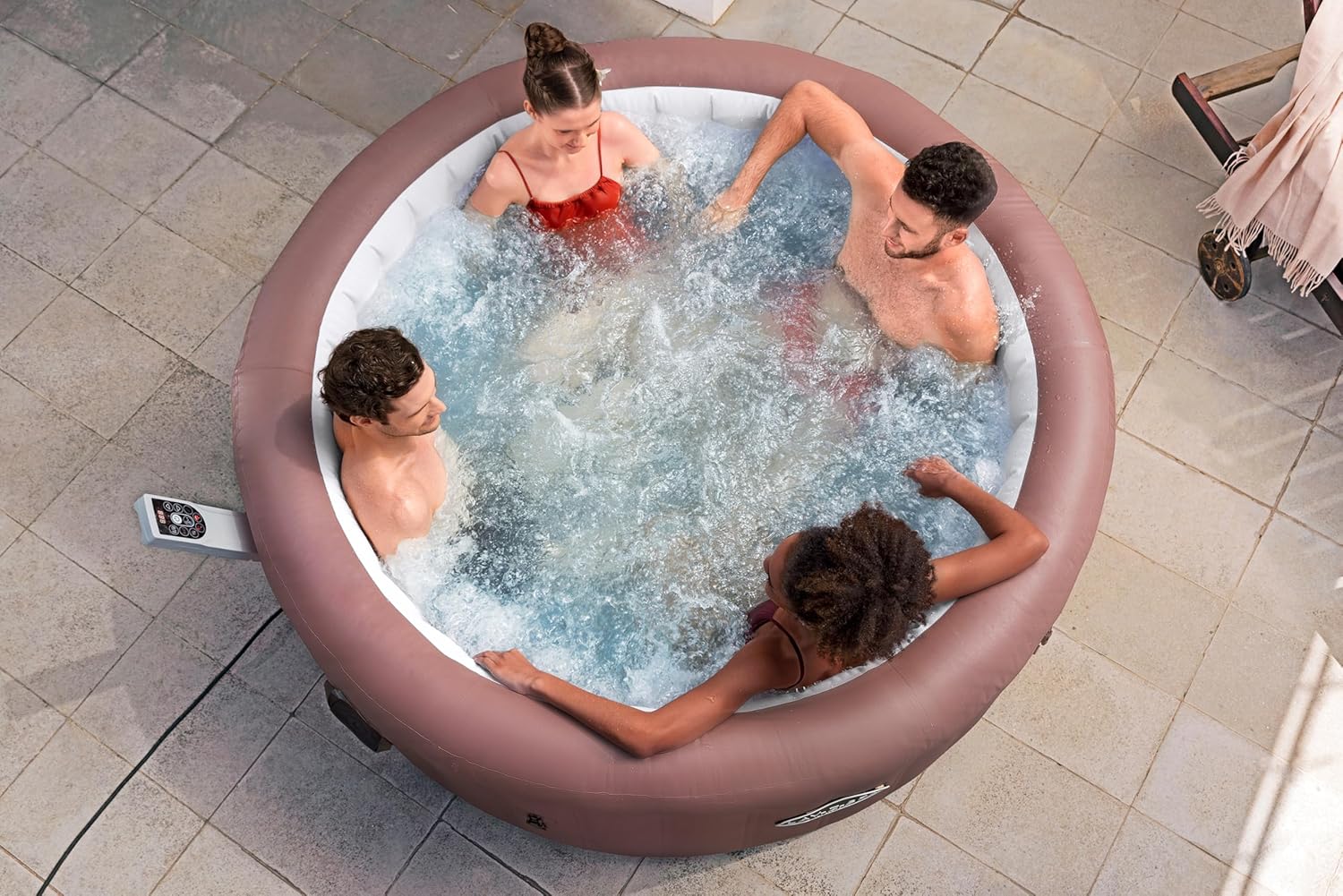 🧊 Whirlpools für Balkon & Terrasse – Bestway® Lay-Z-SPA® Hawaii AirJet™ Energiespar-Whirlpool mit App-Steuerung + integrierter UltraFit™ Pumpeneinheit für 6 Personen, Ø 196 x 71 cm, Terrakotta – Bild 3