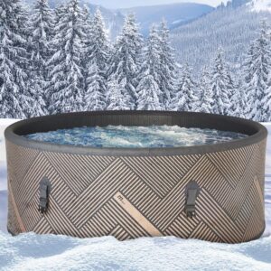 ⭐ Luxus Whirlpools – BRAST® MSpa aufblasbarer Whirlpool, 4-8 Personen, viele Modelle, rund und eckig, Durchmesser 125-224 cm, Innen-, Außenbecken, bis zu 144 Massagedüsen, inkl. Aufblasfunktionsabdeckung, Timer-Heizung, Mono 8