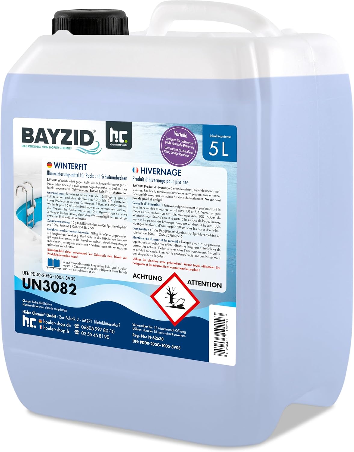 🧼 Zubehör & Pflege – Höfer Chemie 1 x 5 L Pool Winter Agent, Bayzid Winterfit Winterfit Concentrate, Liquid, for Swimming Pool and Pool Höfer Chemie