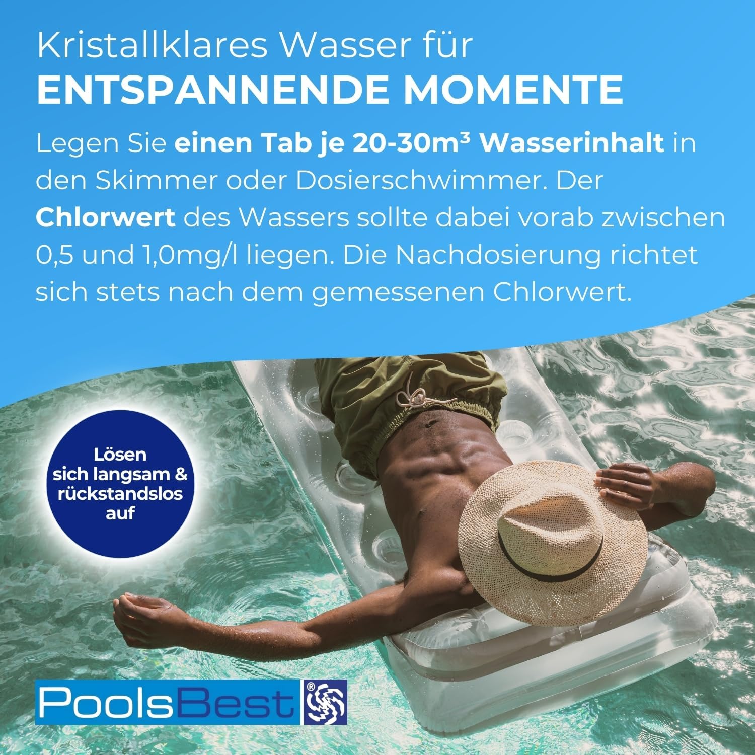 🧼 Zubehör & Pflege – PoolsBest 5 kg Chlorine Multitabs 5 in 1 I 200 g Chlorine Tablets for Pool I Slow Dissolving Chlorine Tablets for Pool Care I Long-Term Tabs as Pool Cleaning Agent for Disinfection I Pool Accessories – Bild 4