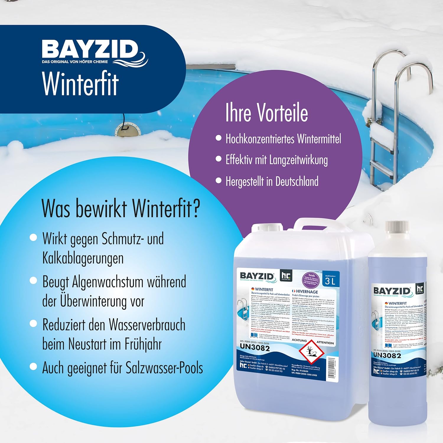 🧼 Zubehör & Pflege – Höfer Chemie 1 x 5 L Pool Winter Agent, Bayzid Winterfit Winterfit Concentrate, Liquid, for Swimming Pool and Pool Höfer Chemie – Bild 2