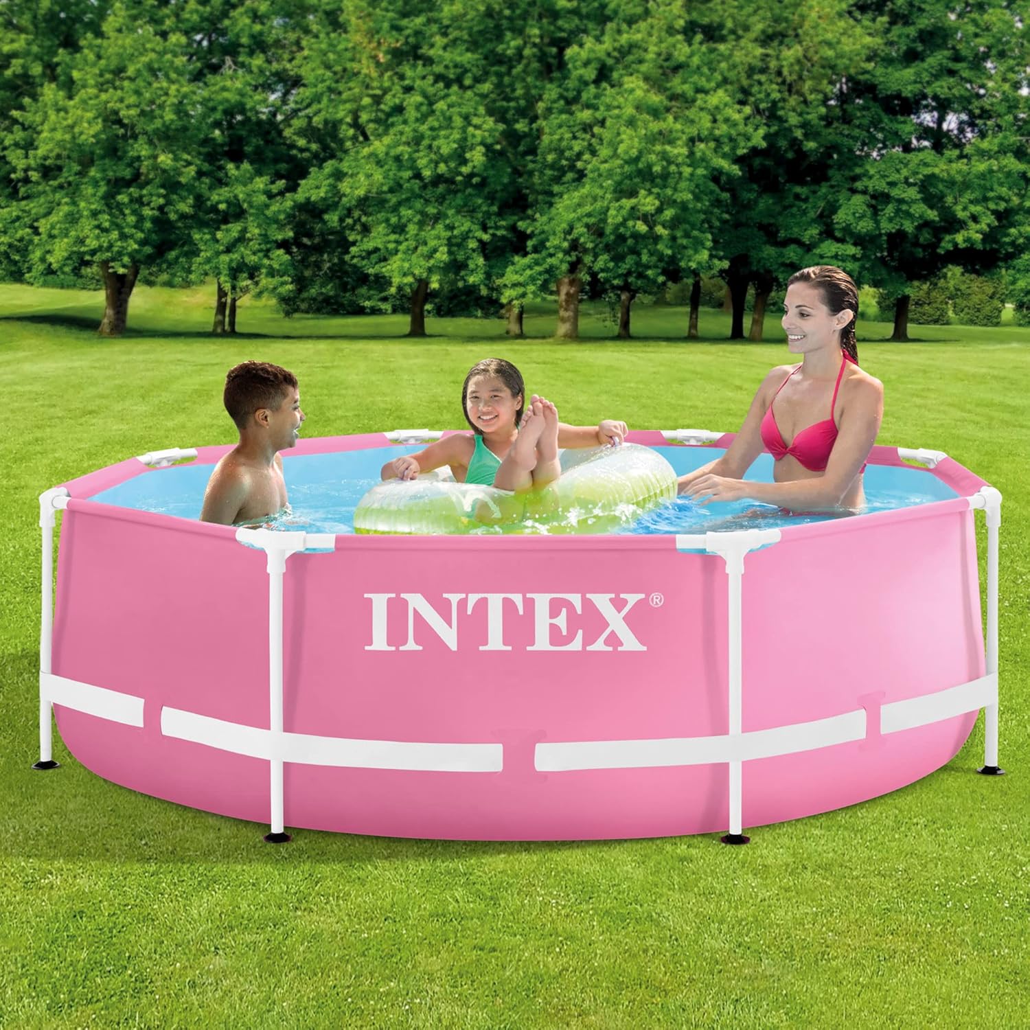 🧊 Whirlpools für Balkon & Terrasse – Intex 28290NP runder Bodenpool mit Metallrahmen, 2483 l, Stahl und PVC, rosa, 244 x 76 cm – Bild 2
