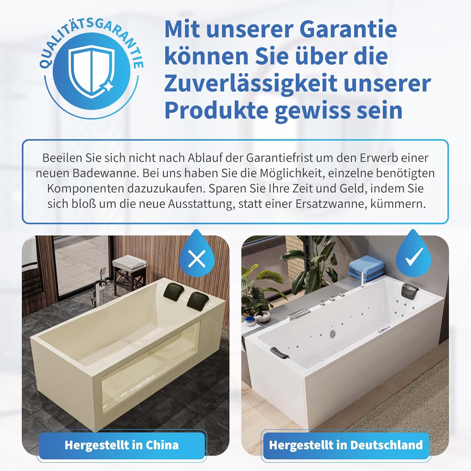 ⭐ Luxus Whirlpools – AQUADE Whirlpool-Badewanne – Badewanne 170 x 75 cm – einzigartiges Whirlpool-Erlebnis ganz nach Ihren Wünschen – wählen Sie Ihre perfekte Badewanne oder Ihren Whirlpool – Ihre individuelle Wahl für Wellness zu Hause – Bild 5