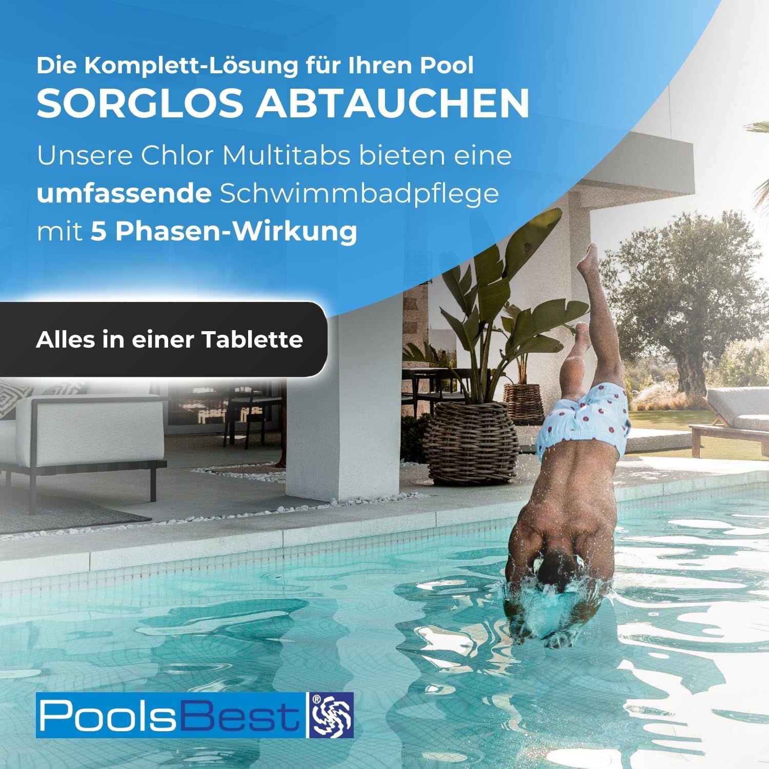 🧼 Zubehör & Pflege – PoolsBest 5 kg Chlorine Multitabs 5 in 1 I 200 g Chlorine Tablets for Pool I Slow Dissolving Chlorine Tablets for Pool Care I Long-Term Tabs as Pool Cleaning Agent for Disinfection I Pool Accessories – Bild 2