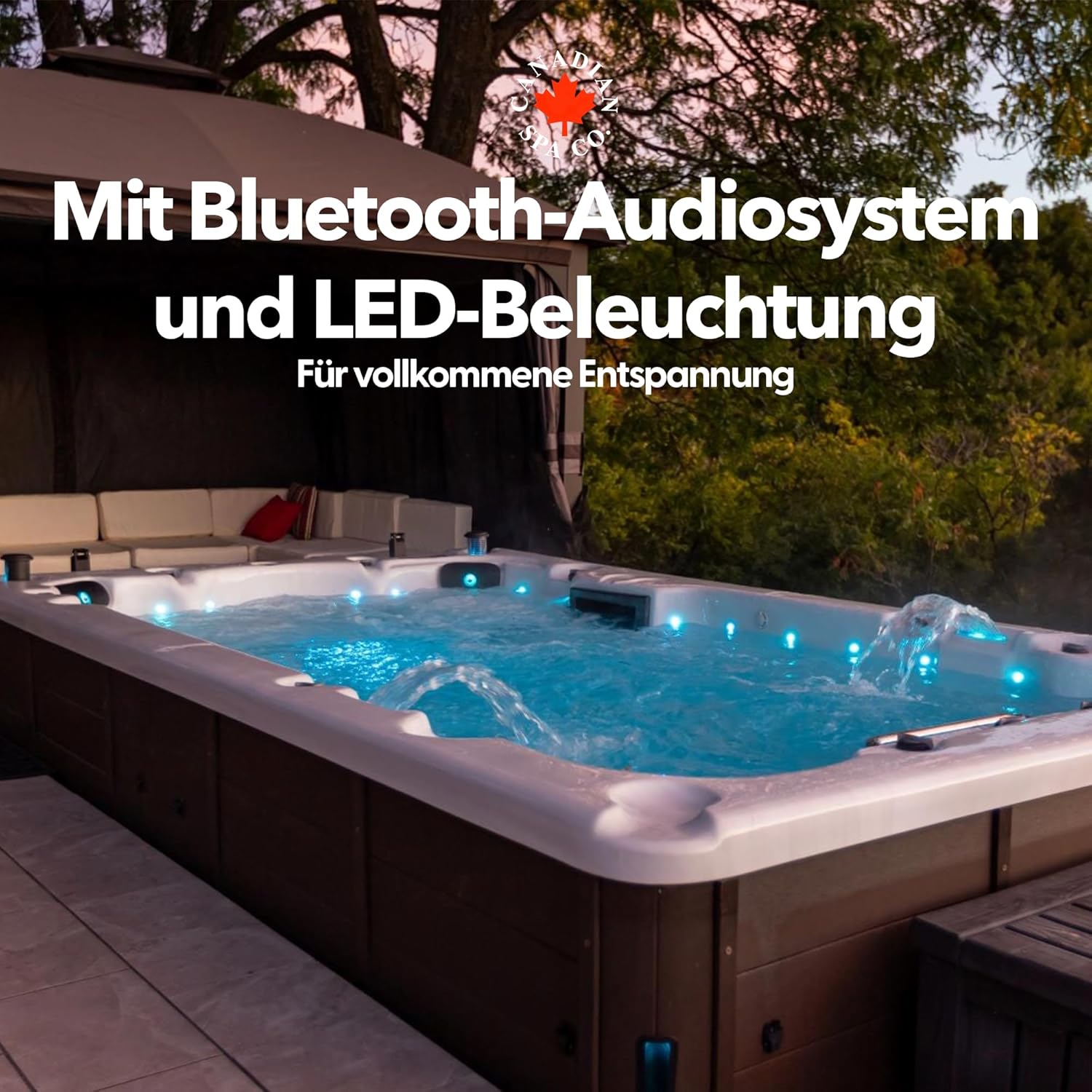 ⭐ Luxus Whirlpools – CANADIAN SPA CO. Winterfestes Schwimm-Spa St. Lawrence im Freien, 6 Meter, 7 Personen, Schwimm-Spa mit LED-Beleuchtung, Lautsprecher, Aromatherapie und isolierter Abdeckung – Bild 6